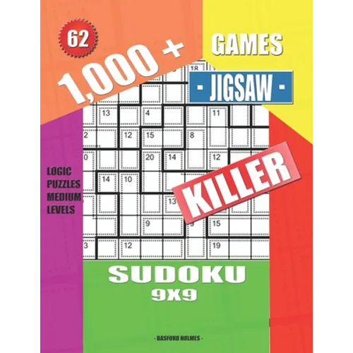 1,000 + Games jigsaw killer sudoku 9x9: Logic puzzles medium levels - Paperback