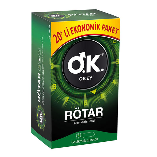 Okey Rötar Delayed Ejaculation Condoms - Lubricated, 20 Count - Safe Sex Products