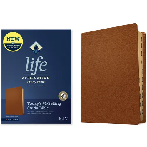 KJV Life Application Study Bible, Third Edition (Genuine Leather, Brown, Indexed, Red Letter) - Leather