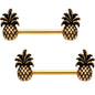5/8 Gold Tone Anodized Pineapple Pizzazz Barbell Nipple Ring Set