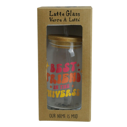 Best Friend Iced Coffee Glass with Straw