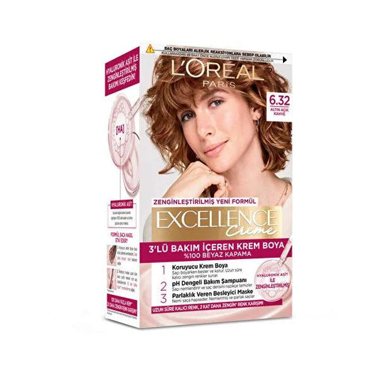 L'Oréal Paris Excellence Creme Hair Dye - 100% Grey Coverage, Nourishing Hyaluronic Acid Formula, Long-Lasting Rich Color