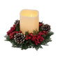 Christmas Candle with Red and Green Candle Ring - Pine & Red