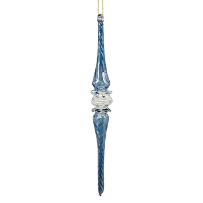 Frosted Blue Swirl Spire Ornament