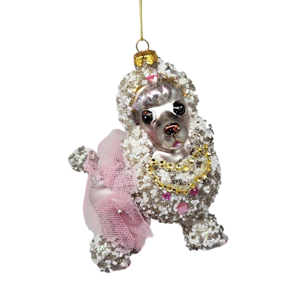 Vintage Glass Poodle Ornament -