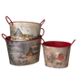 Metal Holiday Design Oval Bucket-