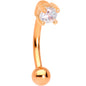 5/16 Clear CZ Gem Rose Gold IP Fashionista Curved Eyebrow Rook Earring