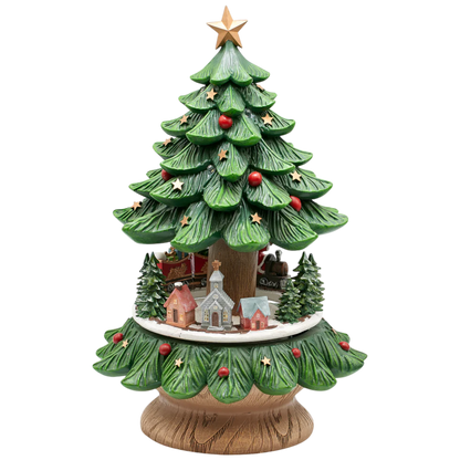 Musical Christmas Tree with Rotating Santa Train – 14 Inch