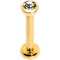 Clear 2mm Gem Gold Tone Internally Threaded Cartilage Earring