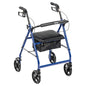 Aluminum Rollator Rolling Walker with Fold Up and Removable Back Support and Padded Seat, Blue