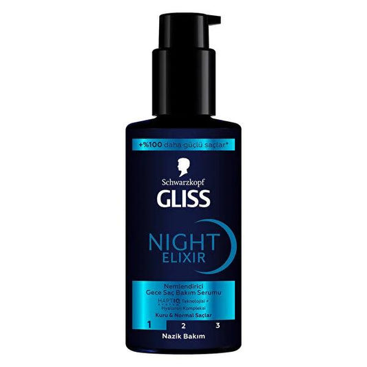 Gliss Hair Care Serum - Overnight Moisturizing Treatment for Dry & Normal Hair