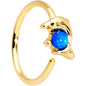 20G Blue Gem Gold Tone Anodized Dolphin Seamless Circular Ring