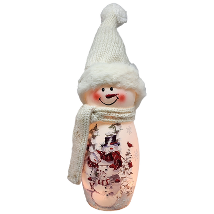 Lighted Snowman Lamp - Snow Family - 8 Inches tall