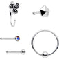 20G Aurora Gem Ultra Modern Nose Bone Captive Ring Pack Set of 5
