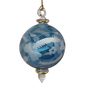 Etched Blown Glass Ball Ornament - Blue