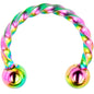 16G 5/16 Rainbow Seriously Twisted Horseshoe Circular Barbell