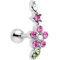 16G 1/4 Pink Green Spring Flower Cartilage Tragus Earring