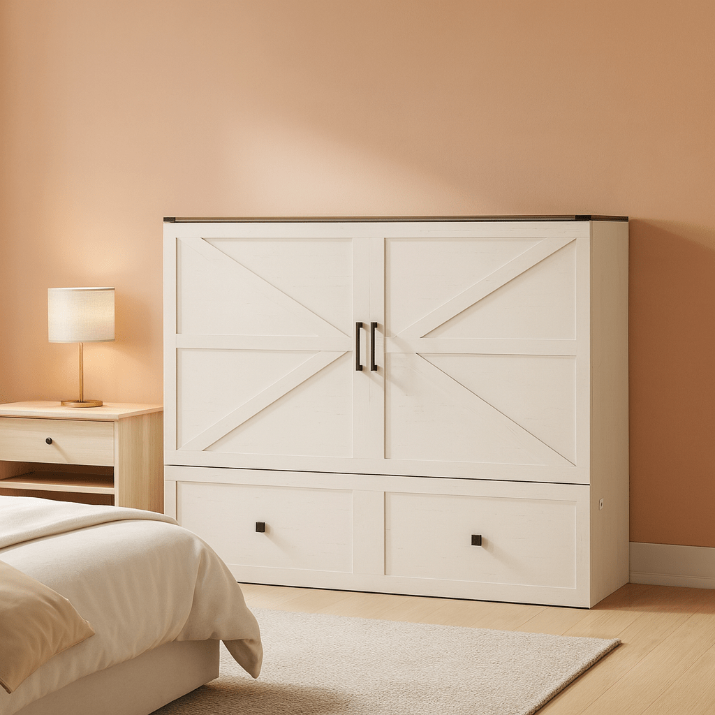 Queen Murphy Bed With Storage And Charging Station