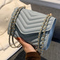 Quilted Pattern Flap Chain Square Bag