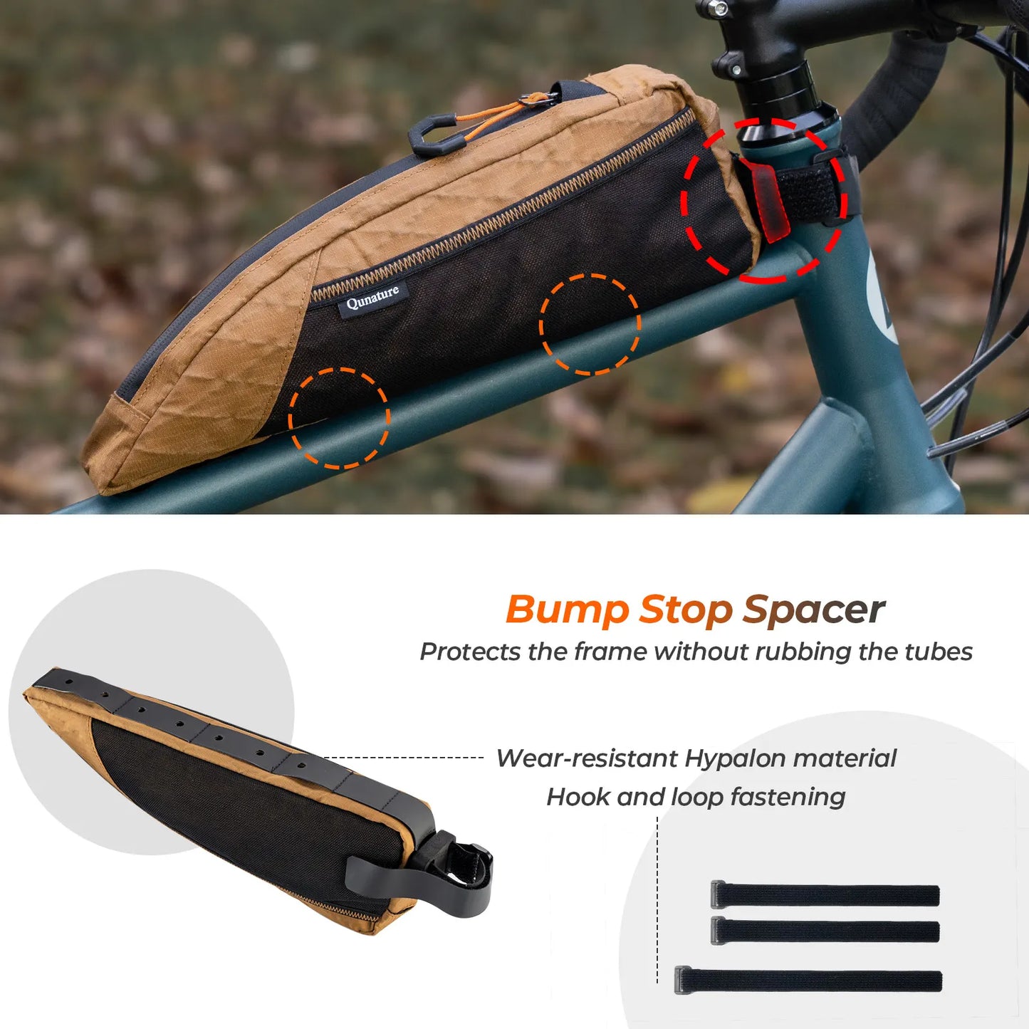 Water-repellent Top Tube Bag for Bikepacking 1L/1.75L