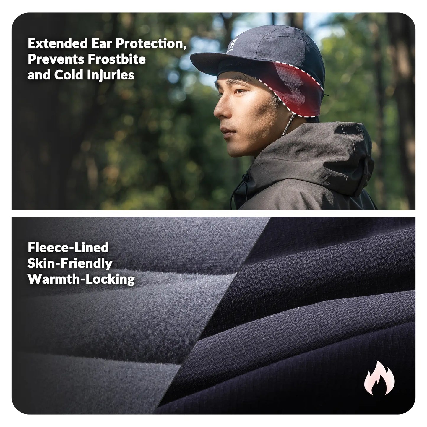 Fleece Baseball Cap with Ear Flaps – Winter Warm Hat for Windproof Running, Cycling & Hiking Cap