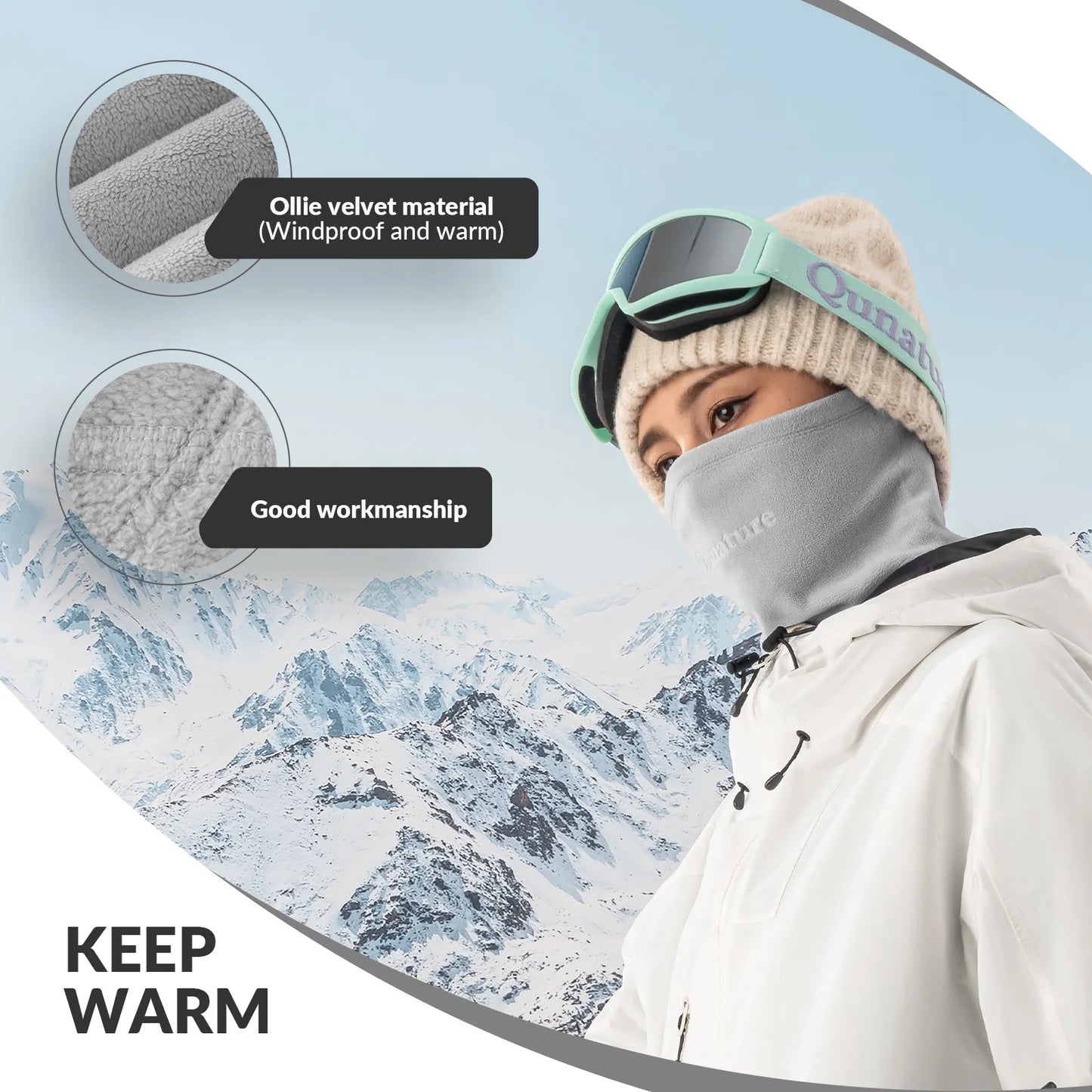 Double-Sided Fleece Integrated Face and Neck Warmer for Ultra Comfort