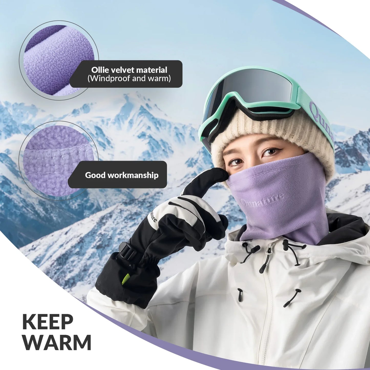 Double-Sided Fleece Integrated Face and Neck Warmer for Ultra Comfort