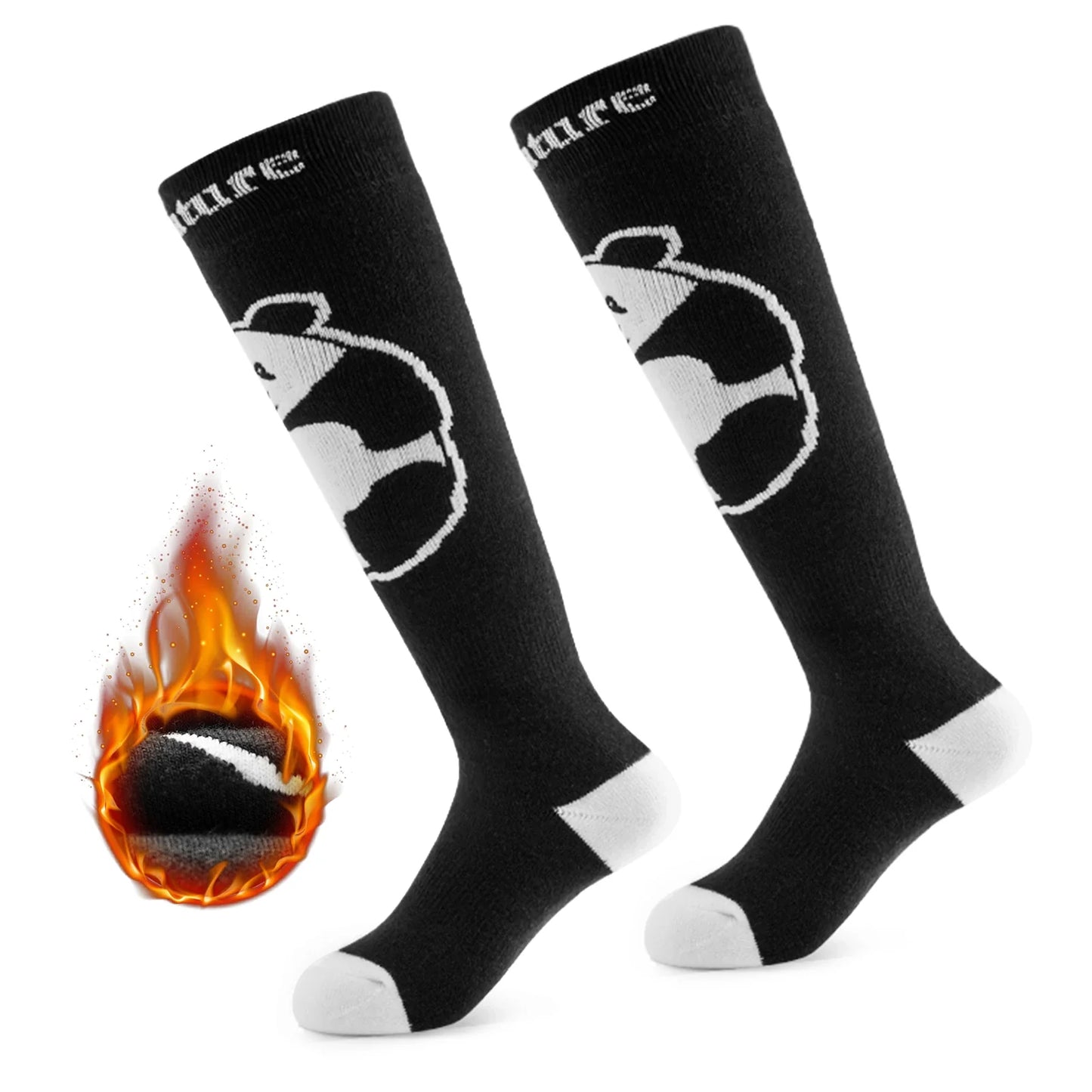Kids Panda Ski Socks with Heat Retaining for Winter Sports