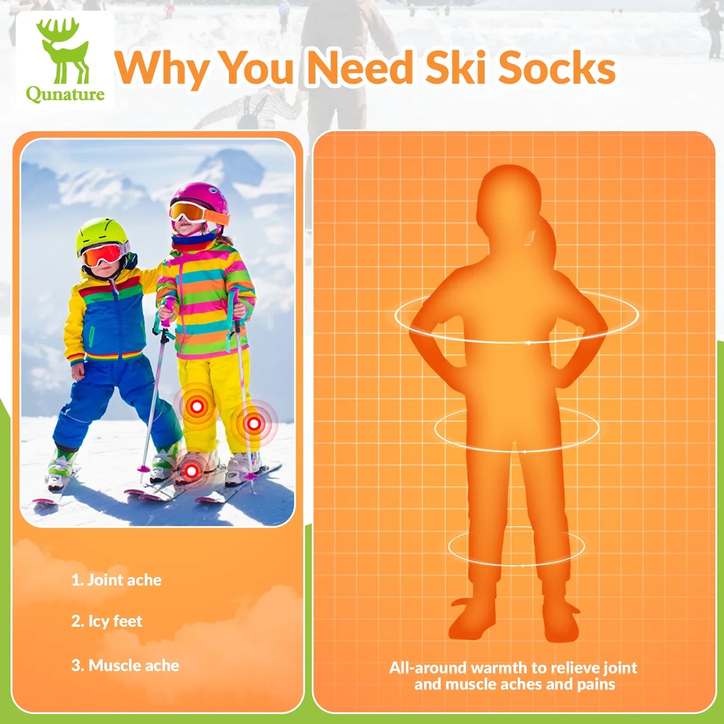 Kids Panda Ski Socks with Heat Retaining for Winter Sports