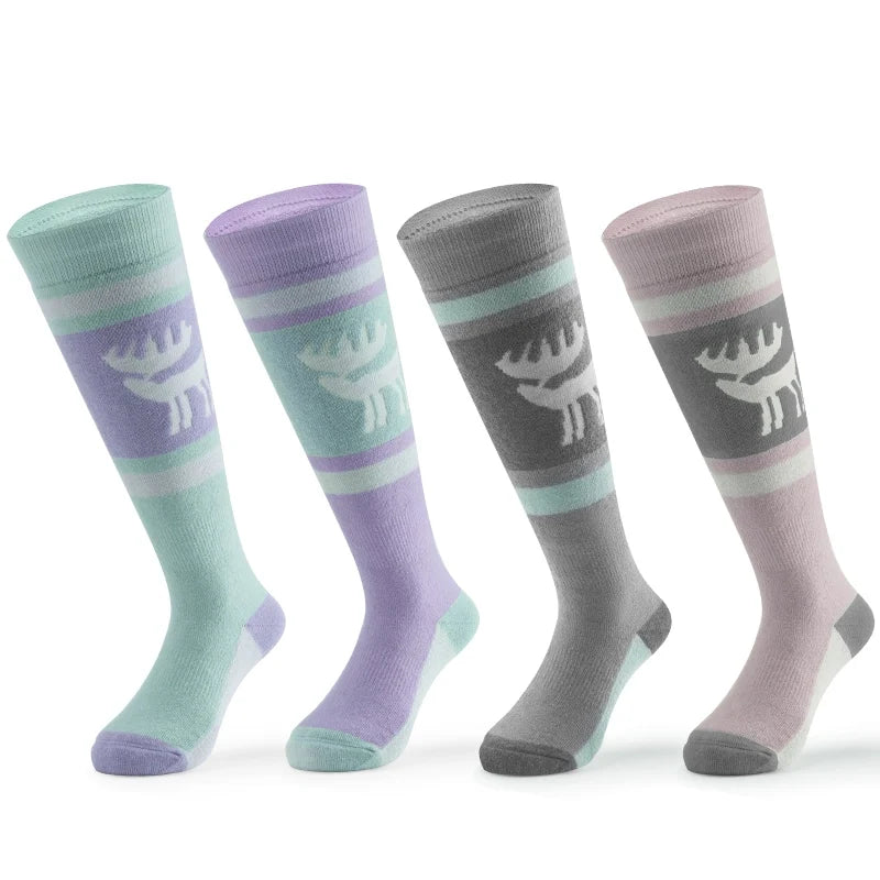 Wool Blend Kids Ski Socks, Knee-high Warm Thermal Snowboard Skating Socks for Boys & Girls