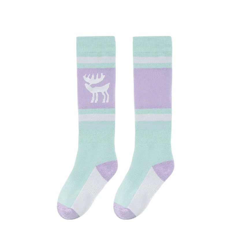 Wool Blend Kids Ski Socks, Knee-high Warm Thermal Snowboard Skating Socks for Boys & Girls