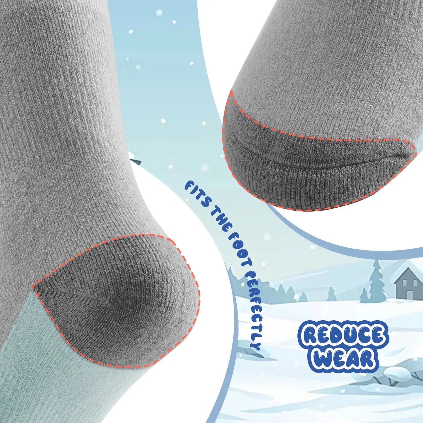 Wool Blend Kids Ski Socks, Knee-high Warm Thermal Snowboard Skating Socks for Boys & Girls