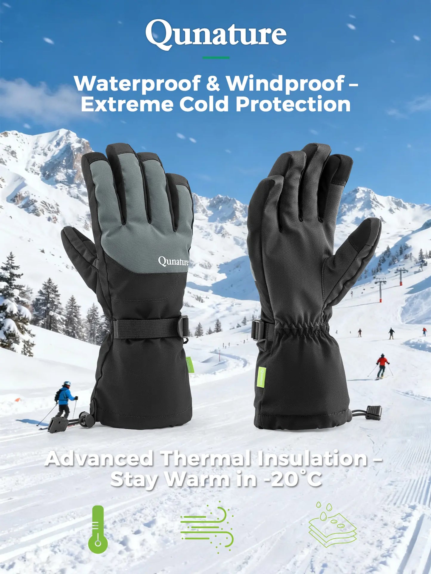 Outdoor Insulated Ski Gloves - Windproof Waterproof Touchscreen Compatible