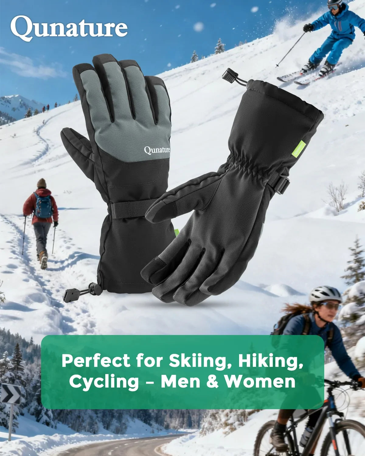 Outdoor Insulated Ski Gloves - Windproof Waterproof Touchscreen Compatible