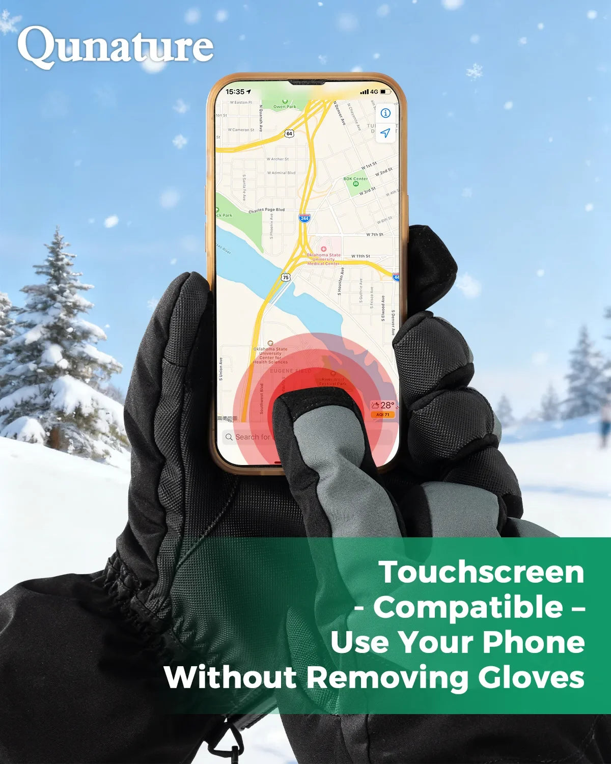 Outdoor Insulated Ski Gloves - Windproof Waterproof Touchscreen Compatible