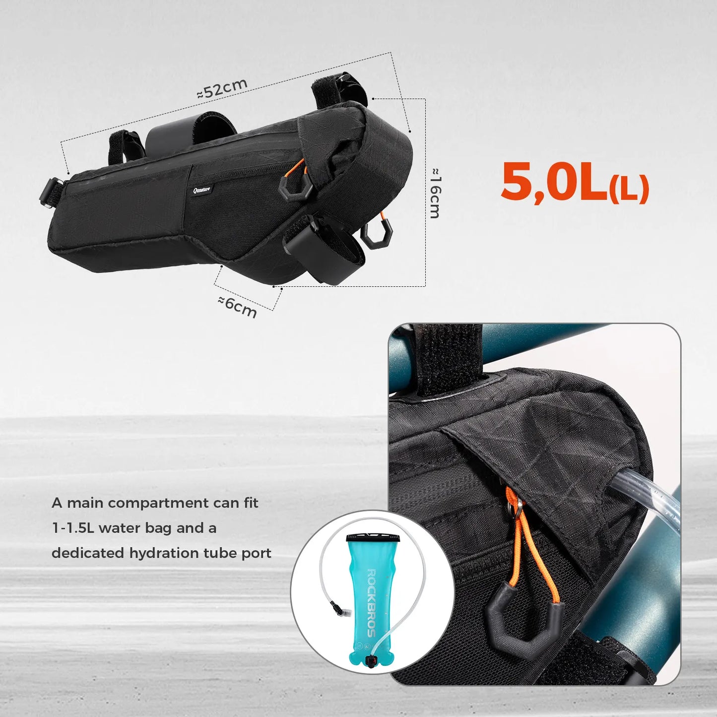 Water-repellent Frame Bag for Bikepacking 3.5L/4.2L/5L