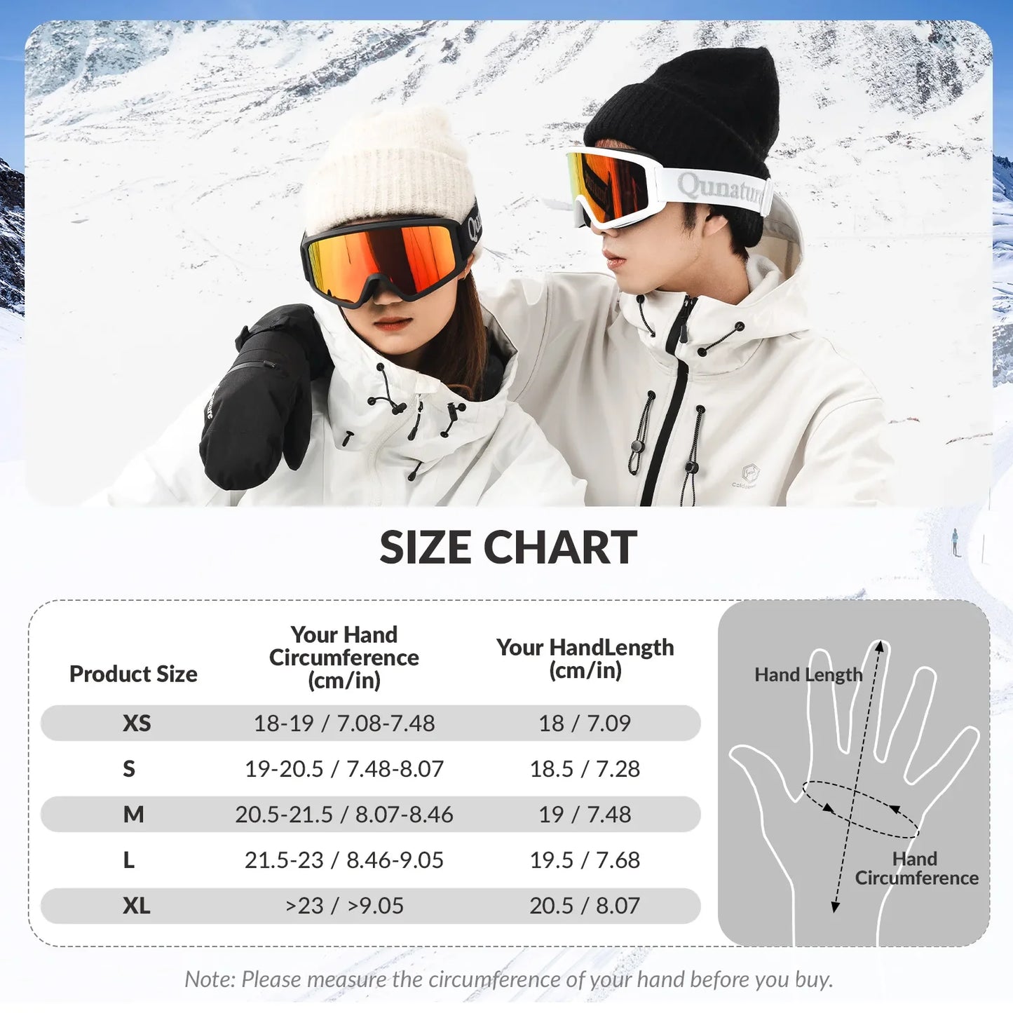 Windproof Waterproof Thermal Ski Gloves Double-Layer Insulation Touchscreen