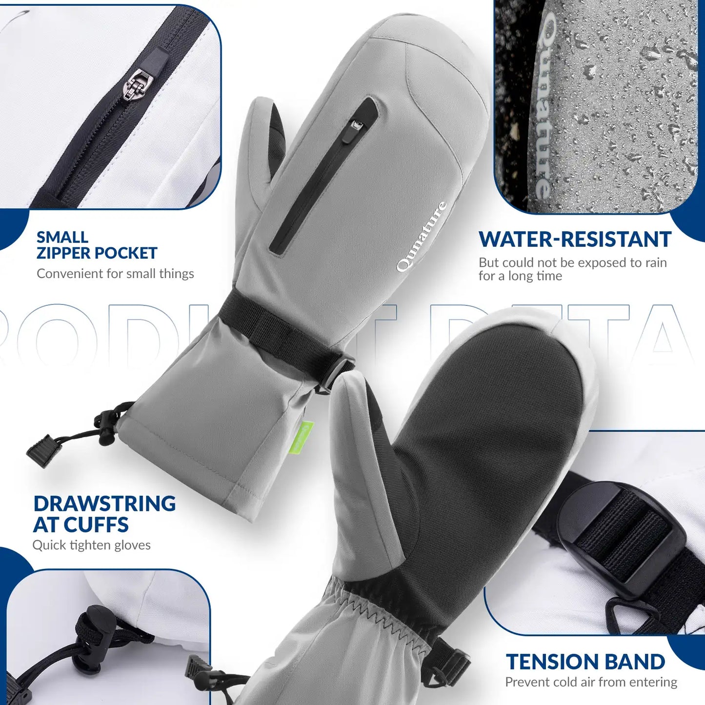 Windproof Full-Palm Ski Gloves with Touchscreen Grip