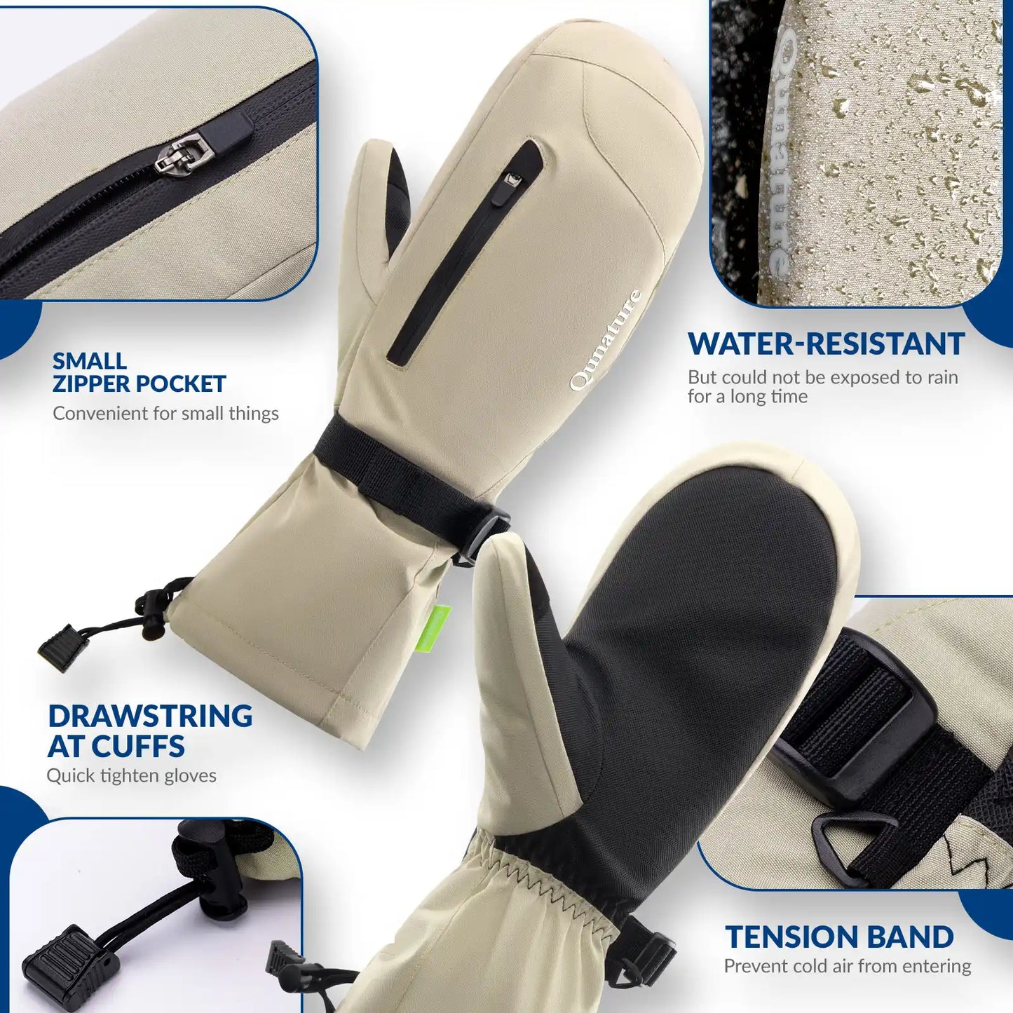 Windproof Full-Palm Ski Gloves with Touchscreen Grip