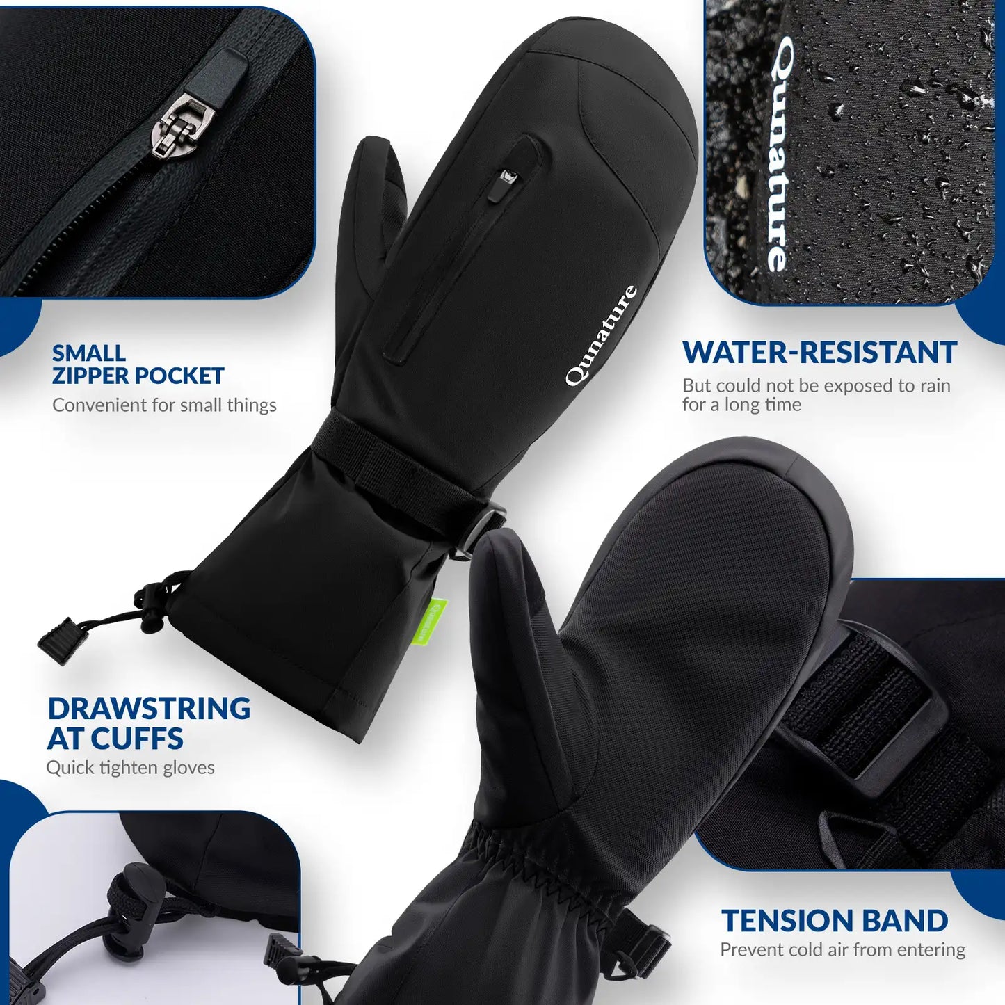 Windproof Full-Palm Ski Gloves with Touchscreen Grip