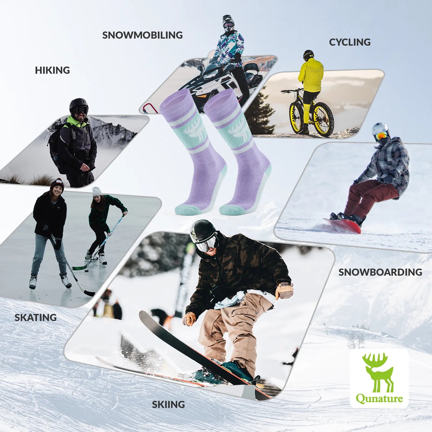 Wool Ski Socks Winter Warmth Shock Absorption for Skiing Comfort