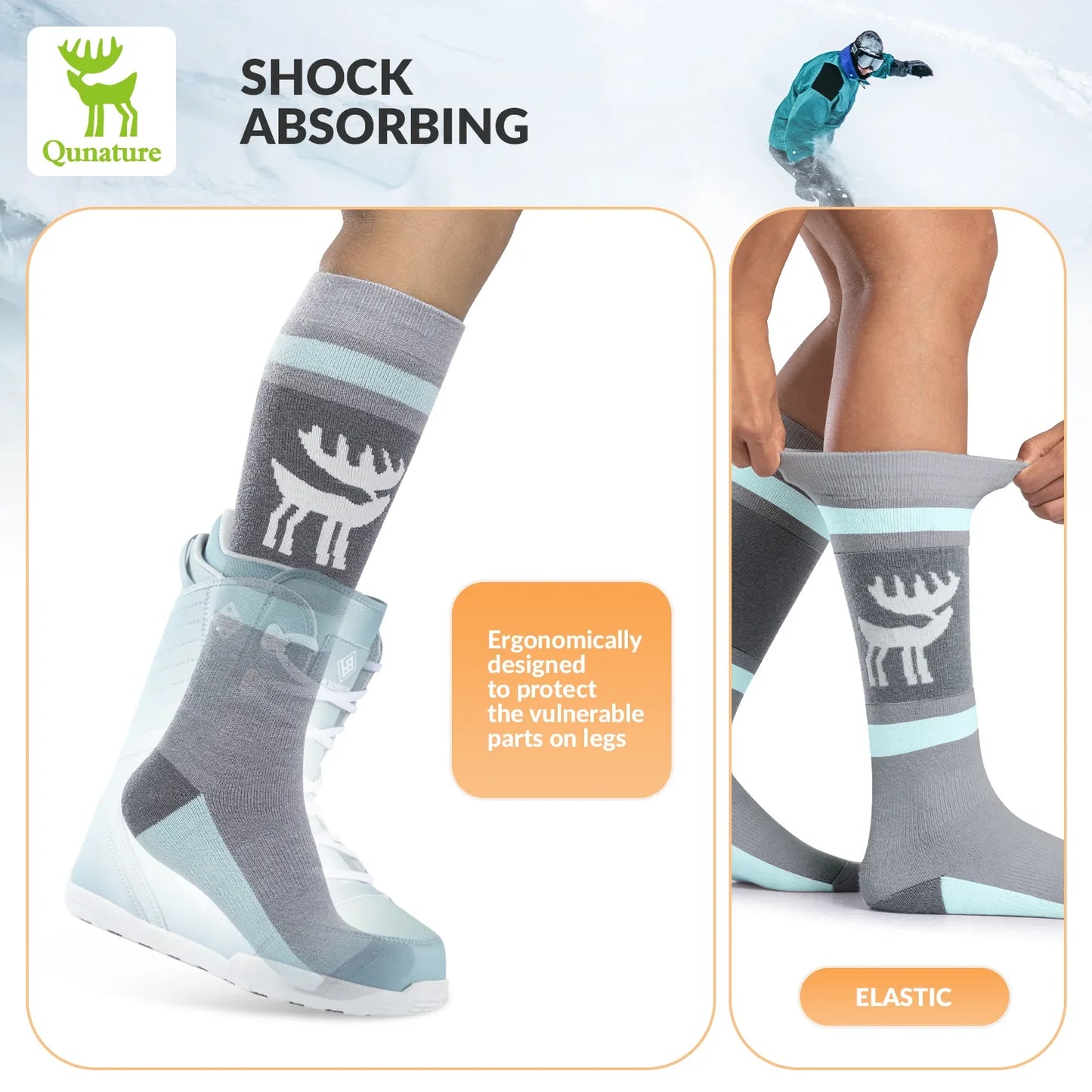 Wool Ski Socks Winter Warmth Shock Absorption for Skiing Comfort