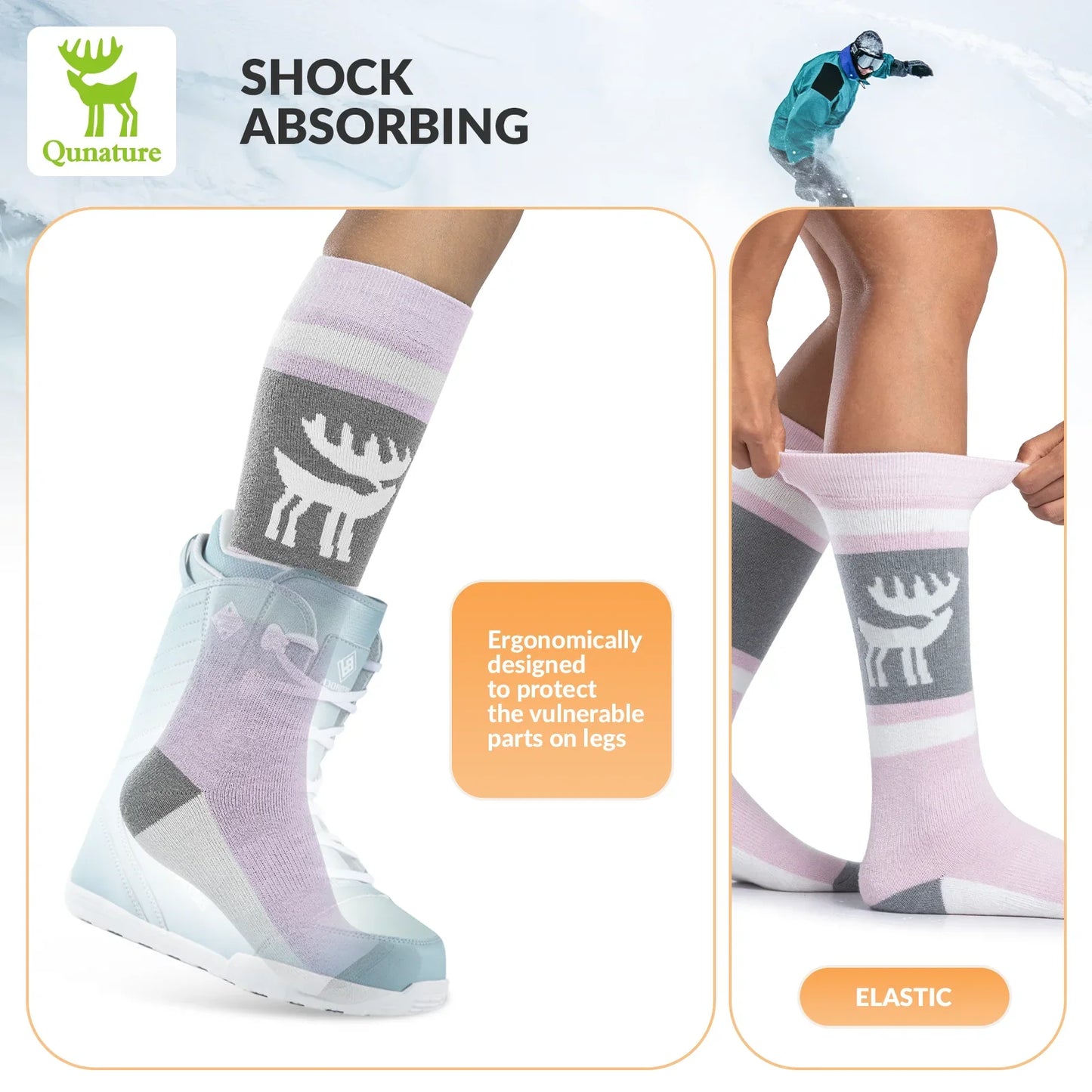 Wool Ski Socks Winter Warmth Shock Absorption for Skiing Comfort