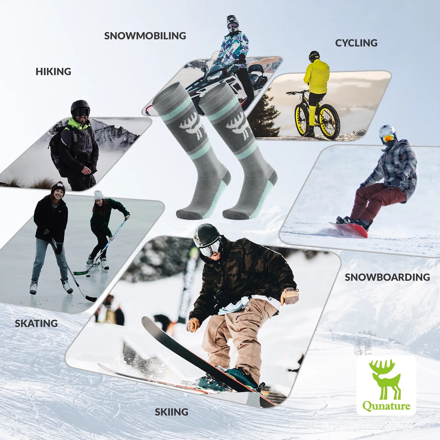 Wool Ski Socks Winter Warmth Shock Absorption for Skiing Comfort