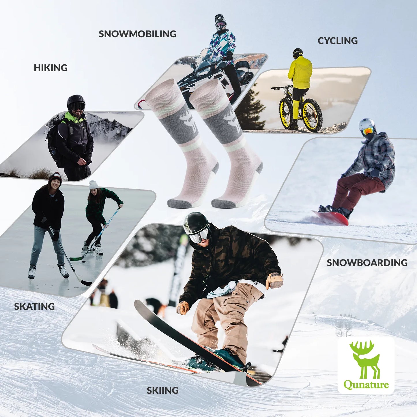 Wool Ski Socks Winter Warmth Shock Absorption for Skiing Comfort