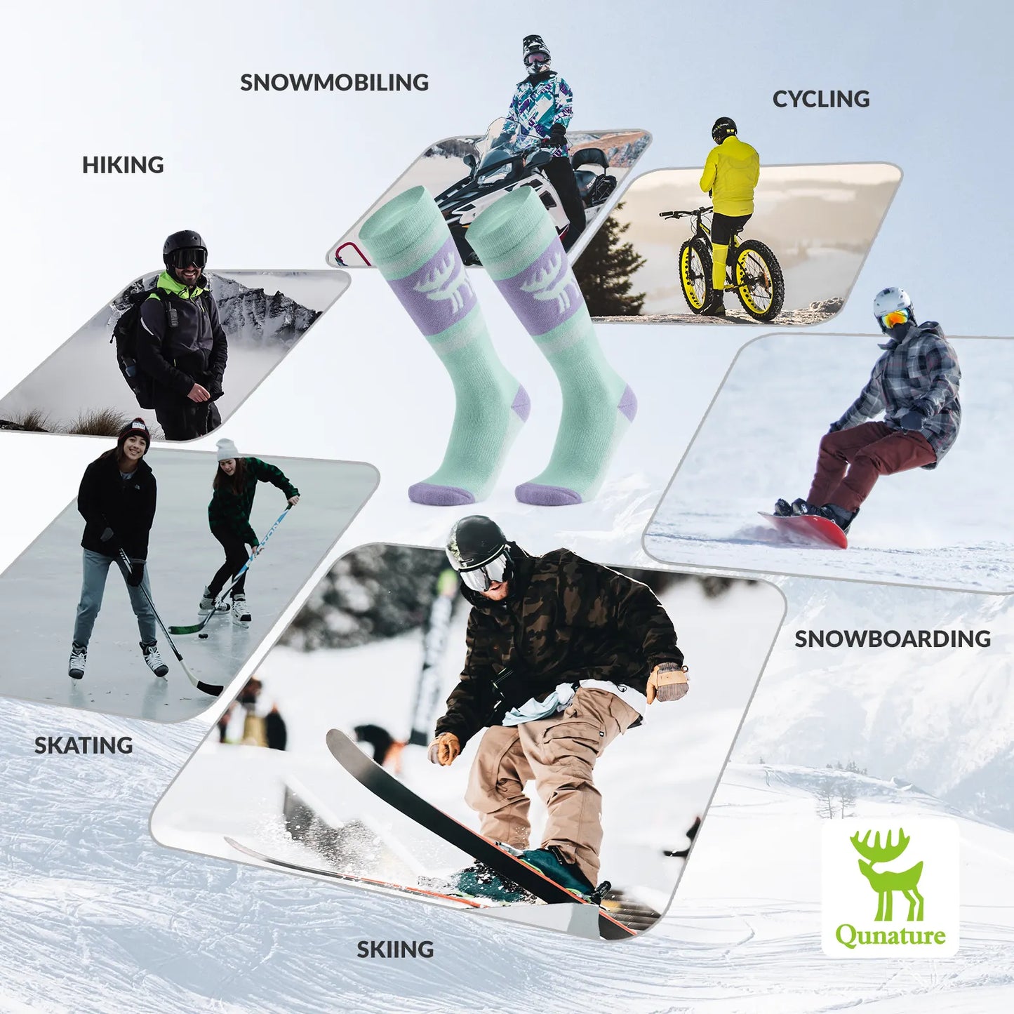 Wool Ski Socks Winter Warmth Shock Absorption for Skiing Comfort