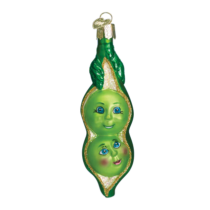 Two Peas In A Pod Glass Ornament