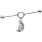 14G Clear Gem Moonman Dangle Industrial Barbell 38mm