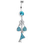 Aqua Gem Unraveled Bow Dangle Belly Ring