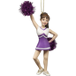 Pom-Pom Cheerleader Ornament - Purple - 5.5 Inches